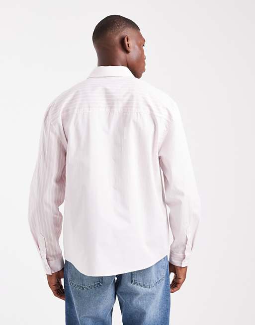 ASOS DESIGN Relaxed Shirt In Pink Patchwork Stripe