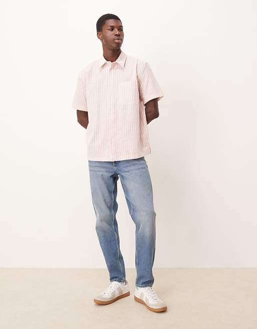 ASOS DESIGN Relaxed Shirt In Pink Stripe