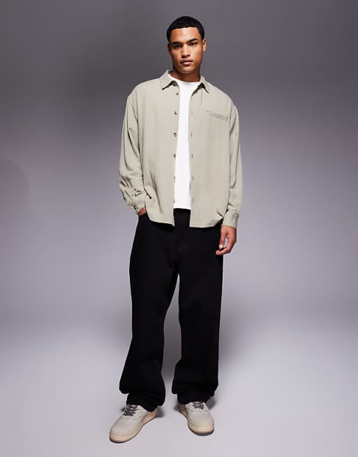 ASOS DESIGN Relaxed Shirt In Sage Green