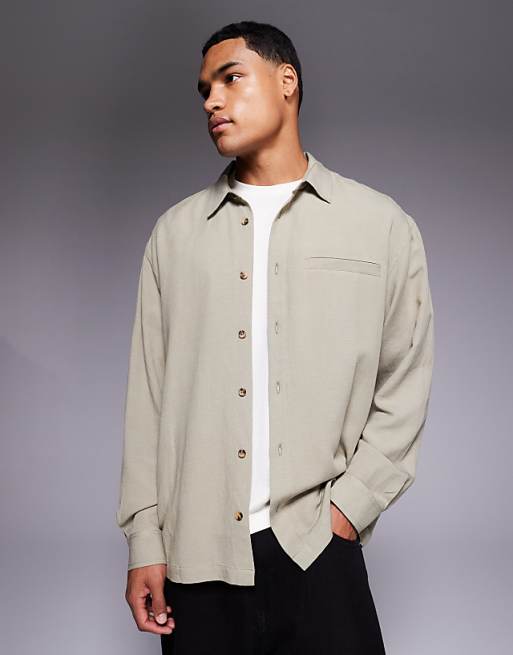 ASOS DESIGN relaxed shirt in sage green