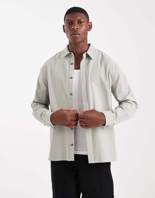 ASOS DESIGN relaxed shirt in sage green
