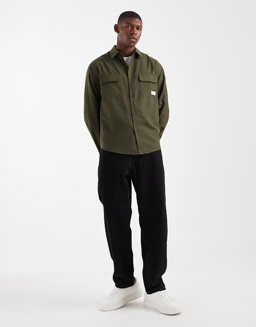 ASOS DESIGN Relaxed Shirt With Badge Detail In Khaki