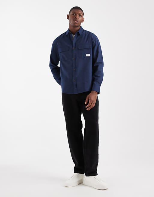 ASOS DESIGN Relaxed Shirt With Badge Detail In Navy