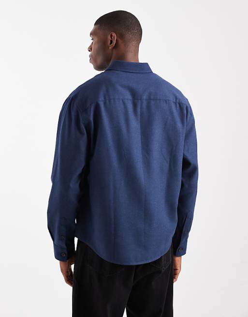 ASOS DESIGN Relaxed Shirt With Badge Detail In Navy