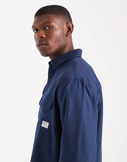 ASOS DESIGN Relaxed Shirt With Badge Detail In Navy