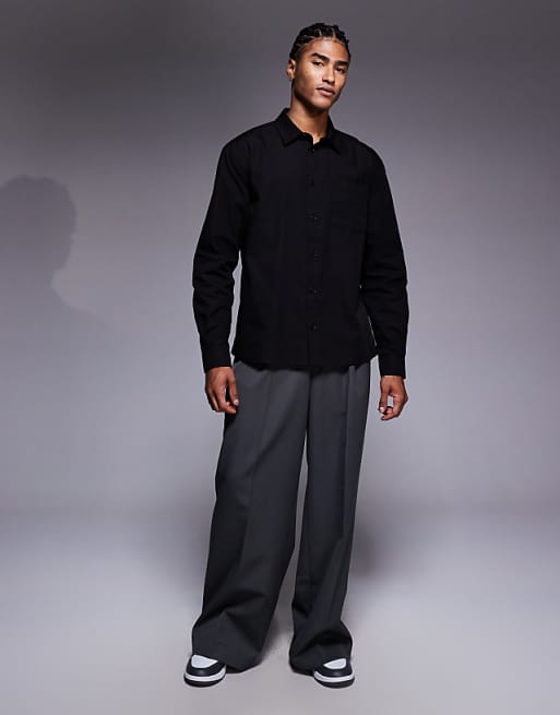ASOS DESIGN Relaxed Shirt With Pocket Detail In Black
