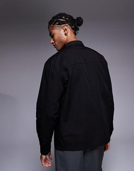 ASOS DESIGN Relaxed Shirt With Pocket Detail In Black
