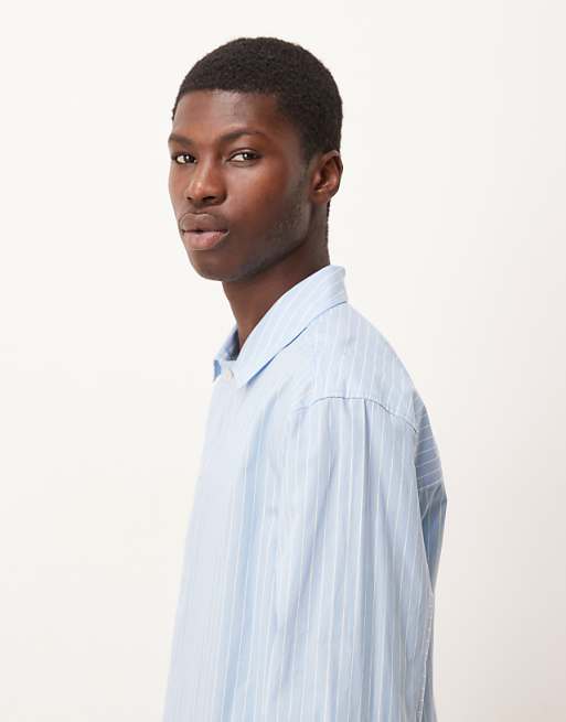ASOS DESIGN Relaxed Shirt With Pockets In Blue Stripe