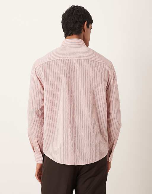 ASOS DESIGN Relaxed Stripe Poplin Shirt In Pink