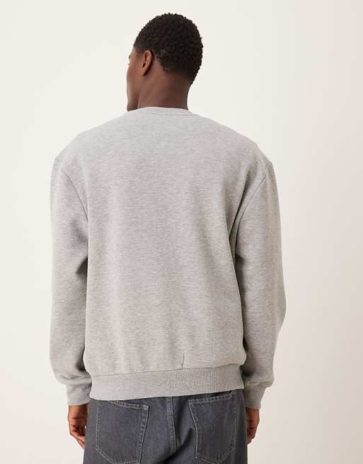 ASOS DESIGN Relaxed Sweatshirt With Contrast Panels And Piping In Grey Marl
