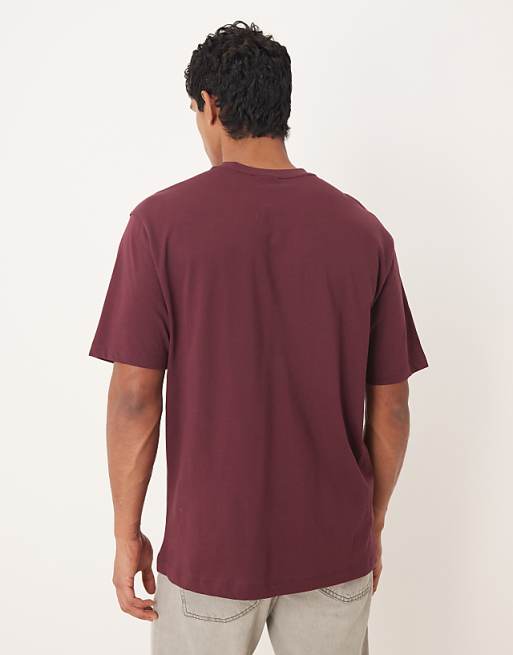 ASOS DESIGN Relaxed T-shirt Glass Print In Burgundy