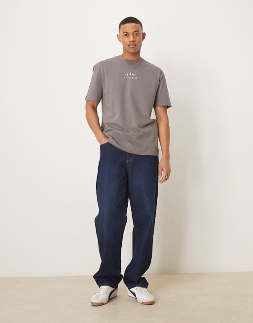 ASOS DESIGN Relaxed T-shirt In Grey With Celestial Chest Print