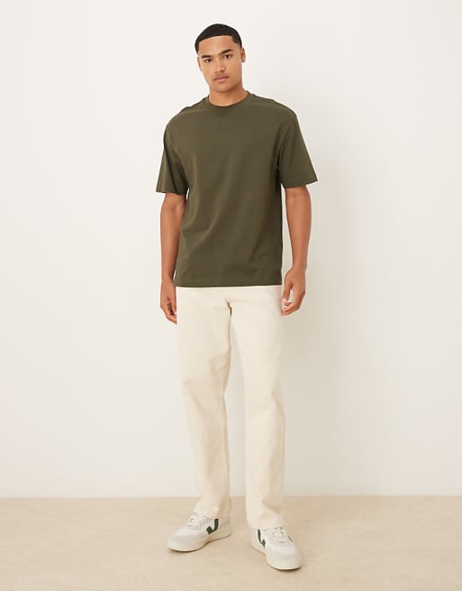 ASOS DESIGN Relaxed T-shirt With Back Print In Khaki