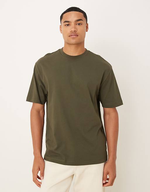 ASOS DESIGN Relaxed T-shirt With Back Print In Khaki