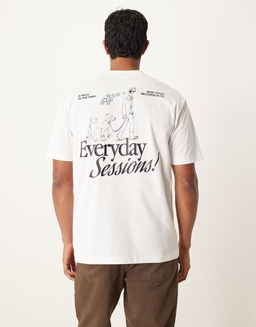 ASOS DESIGN relaxed t-shirt with cartoon back print in white