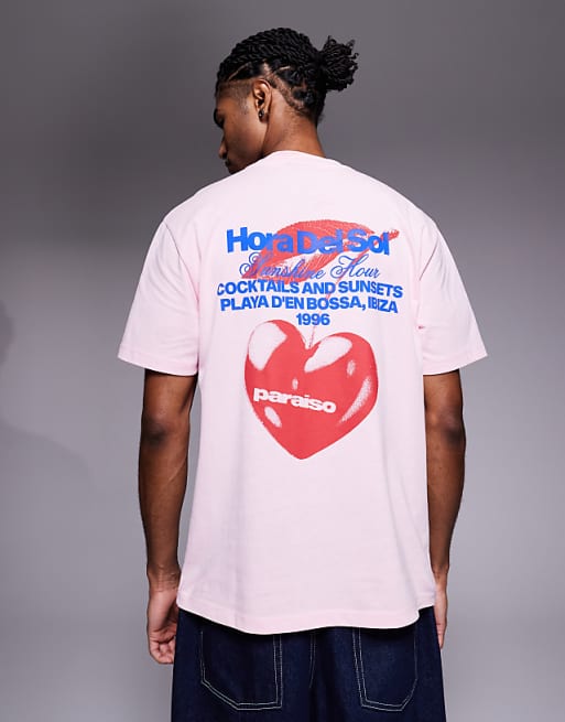ASOS DESIGN relaxed t-shirt with cherry graphic in pink