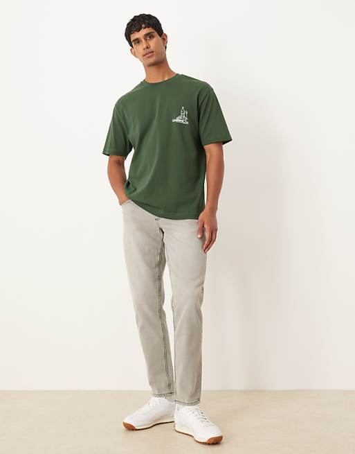 ASOS DESIGN Relaxed T-shirt With Chest Print In Green