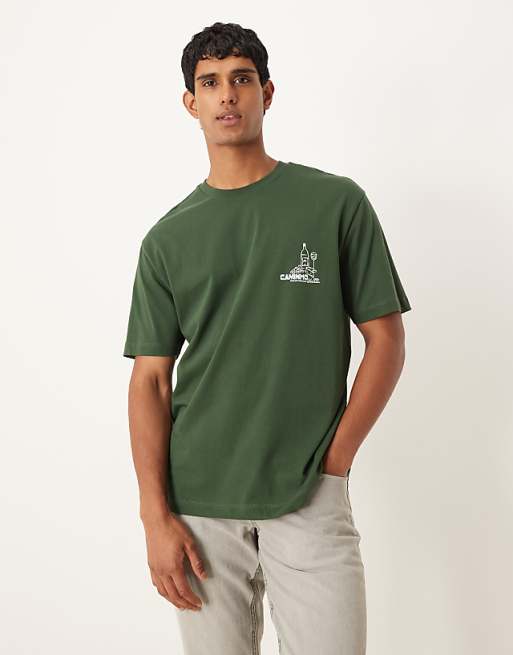 ASOS DESIGN relaxed t-shirt with chest print in green