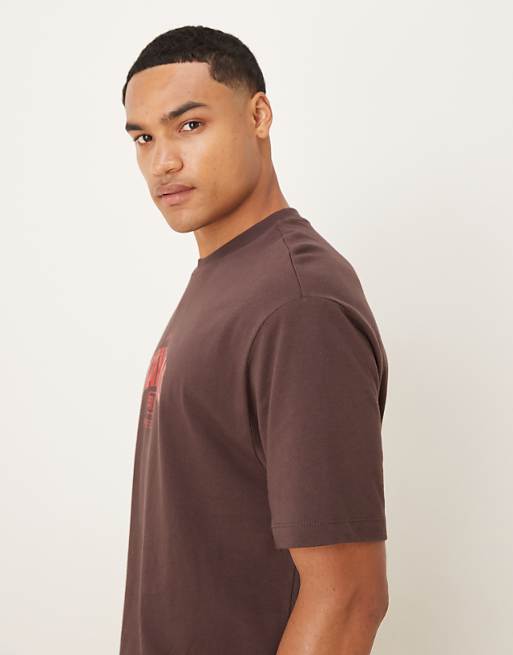ASOS DESIGN Relaxed T-shirt With City Print In Brown