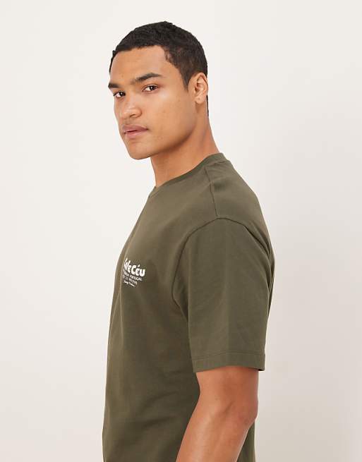 ASOS DESIGN Relaxed T-shirt With Coffee Print In Khaki