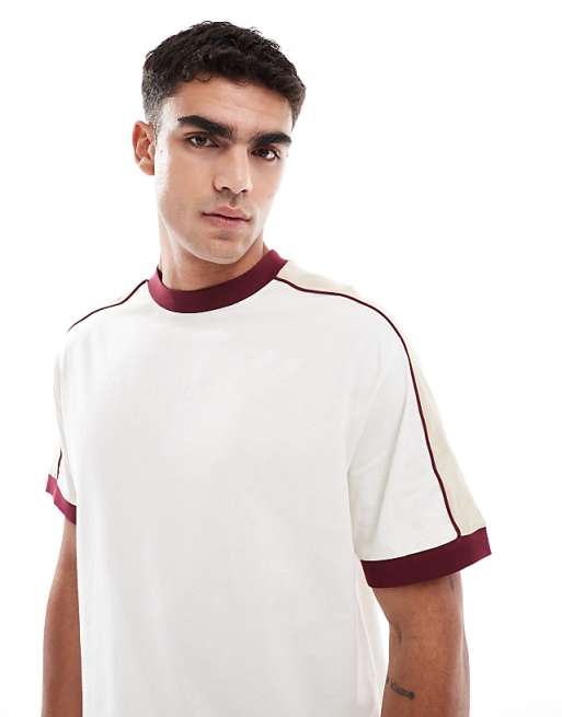 ASOS DESIGN Relaxed T-shirt With Contrast Detail In Cream