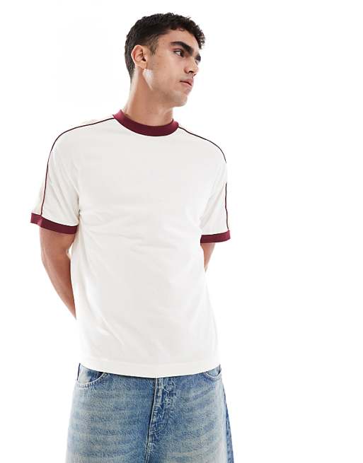 ASOS DESIGN relaxed t-shirt with contrast detail in cream
