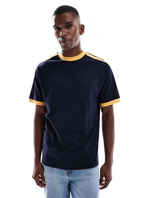 ASOS DESIGN relaxed t-shirt with contrast detail in navy
