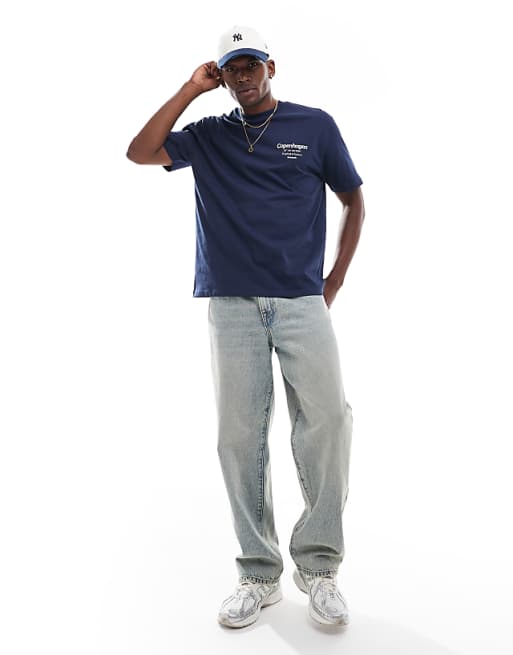 ASOS DESIGN Relaxed T-shirt With Copenhagen Back Print In Navy