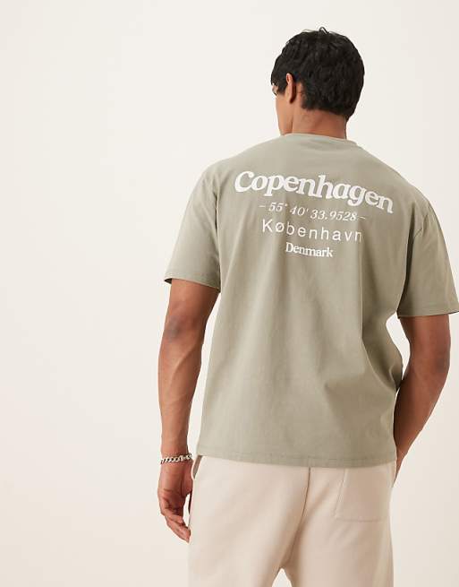 ASOS DESIGN relaxed t-shirt with copenhagen back print in grey