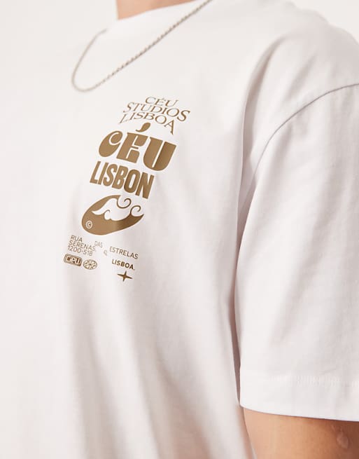 ASOS DESIGN Relaxed T-shirt With Destination Print In White