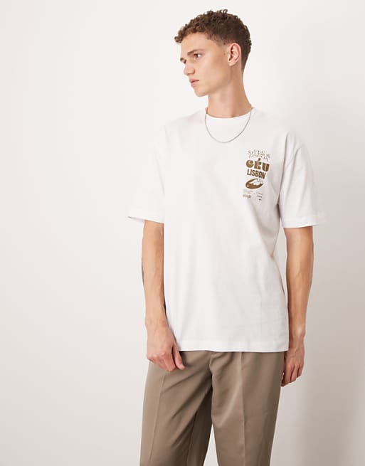 ASOS DESIGN relaxed t-shirt with destination print in white