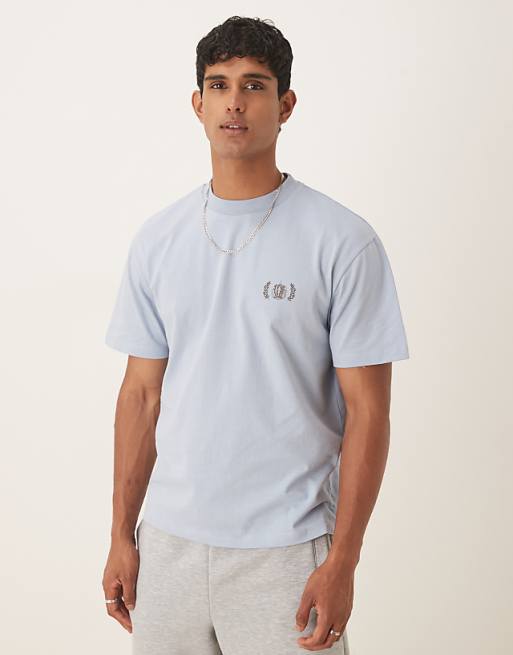 ASOS DESIGN Relaxed T-shirt With Drinks Graphic In Light Blue
