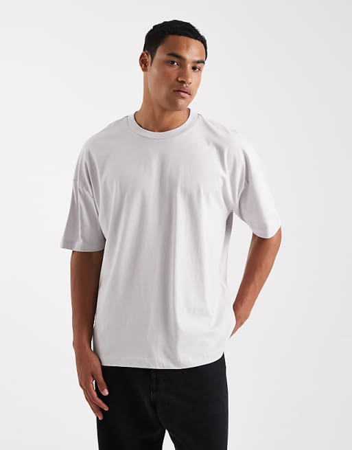 ASOS DESIGN Relaxed T-shirt With Dropped Shoulder And  Street Graphic Puff Print In Grey