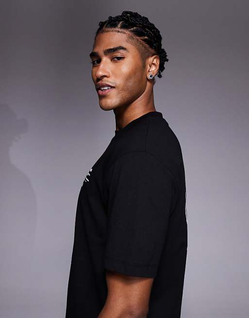 ASOS DESIGN Relaxed T-shirt With Floral And Text Graphic In Black