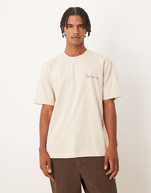 ASOS DESIGN Relaxed T-shirt With Floral Back Print In Off White