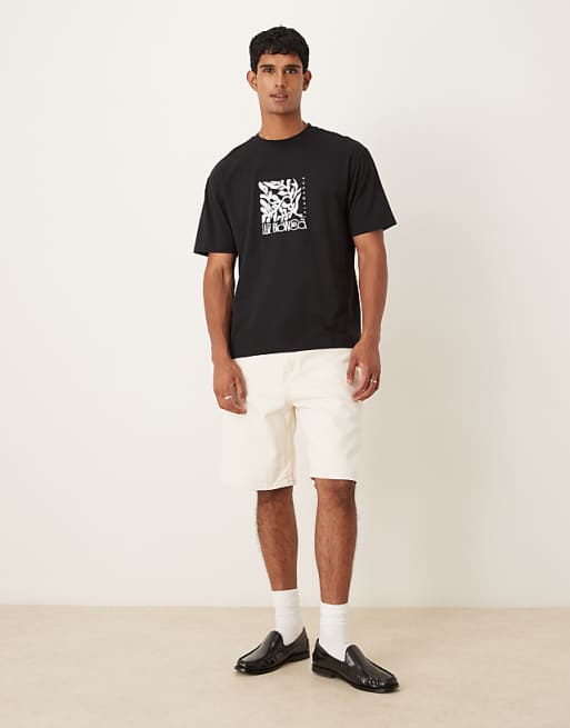 ASOS DESIGN Relaxed T-shirt With Floral Chest Print In Black