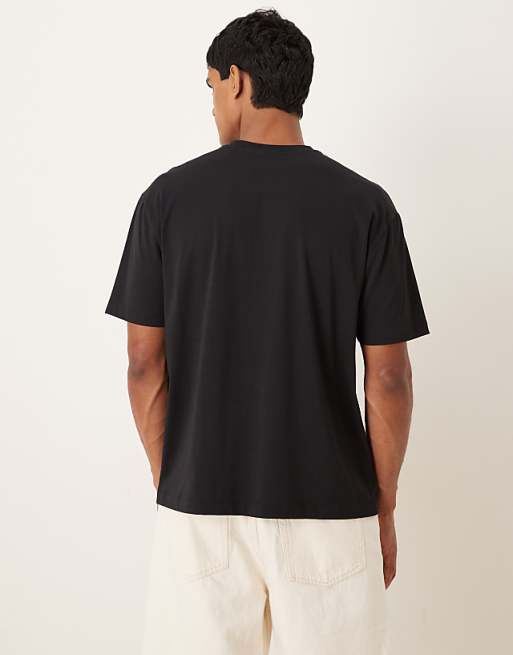 ASOS DESIGN Relaxed T-shirt With Floral Chest Print In Black