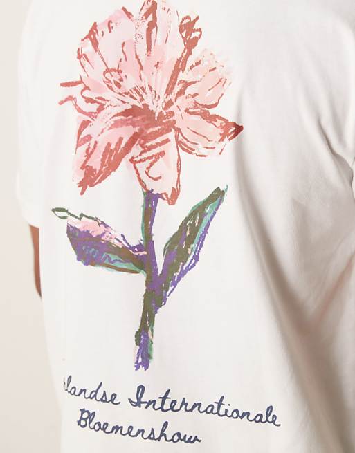 ASOS DESIGN Relaxed T-shirt With Floral Graphic In White