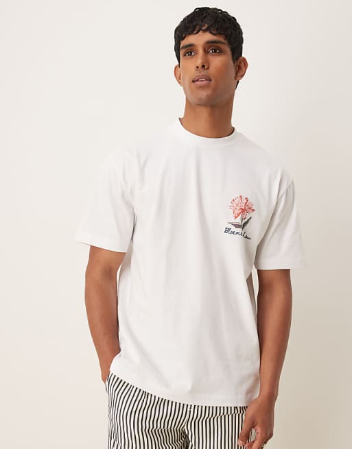 ASOS DESIGN Relaxed T-shirt With Floral Graphic In White