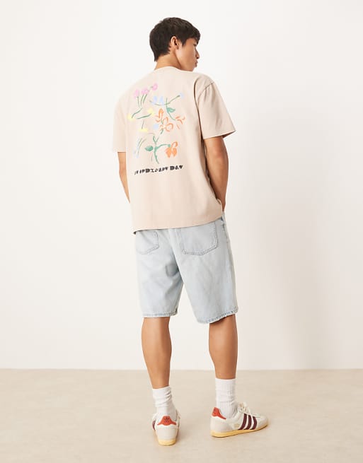 ASOS DESIGN Relaxed T-shirt With Flower Graphic In Neutral