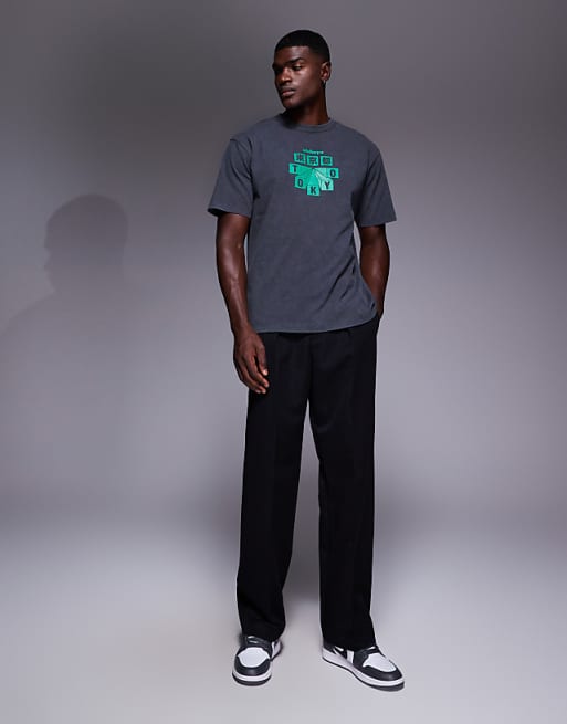 ASOS DESIGN Relaxed T-shirt With High Build City Print In Washed Black