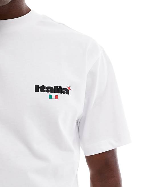 ASOS DESIGN Relaxed T-shirt With Italia Back Graphic In White