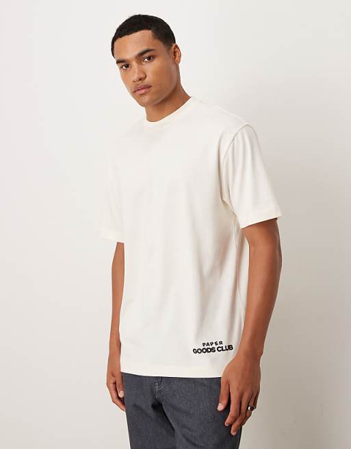 ASOS DESIGN Relaxed T-shirt With Large Back Print In Beige