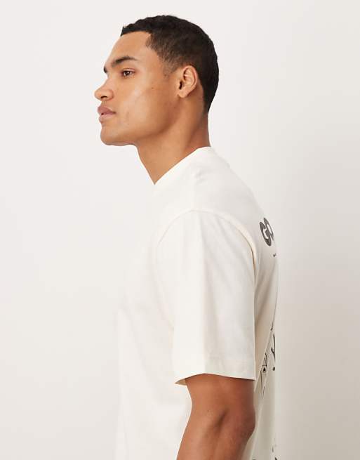 ASOS DESIGN Relaxed T-shirt With Large Back Print In Beige