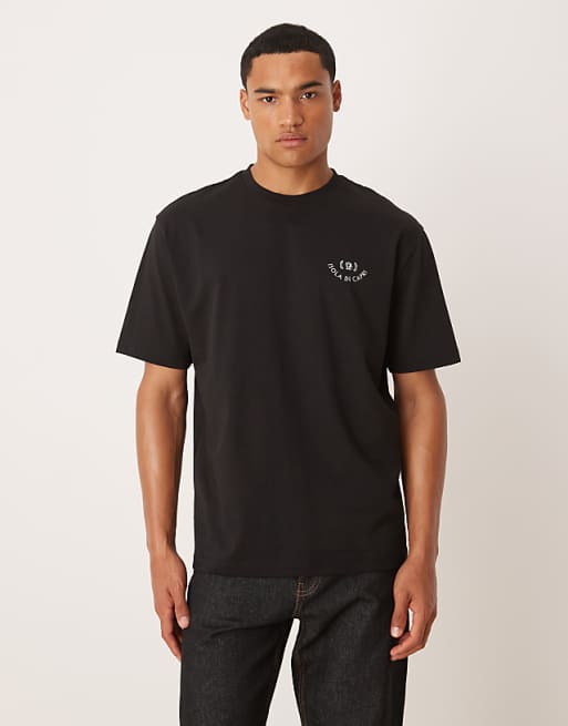 ASOS DESIGN Relaxed T-shirt With Leaf Print In Black