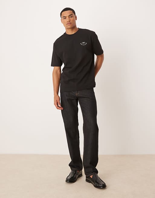 ASOS DESIGN Relaxed T-shirt With Leaf Print In Black