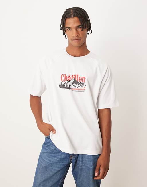 ASOS DESIGN relaxed t-shirt with mountain print in white