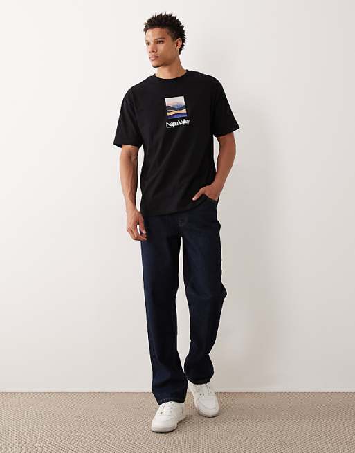 ASOS DESIGN Relaxed T-shirt With Napa Valley Embroidered Graphic In Black
