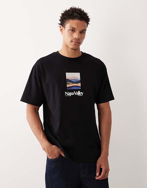 ASOS DESIGN relaxed t-shirt with Napa Valley embroidered graphic in black