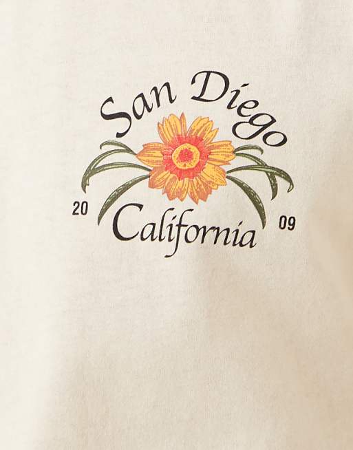 ASOS DESIGN Relaxed T-shirt With San Diego Graphic In Buttermilk